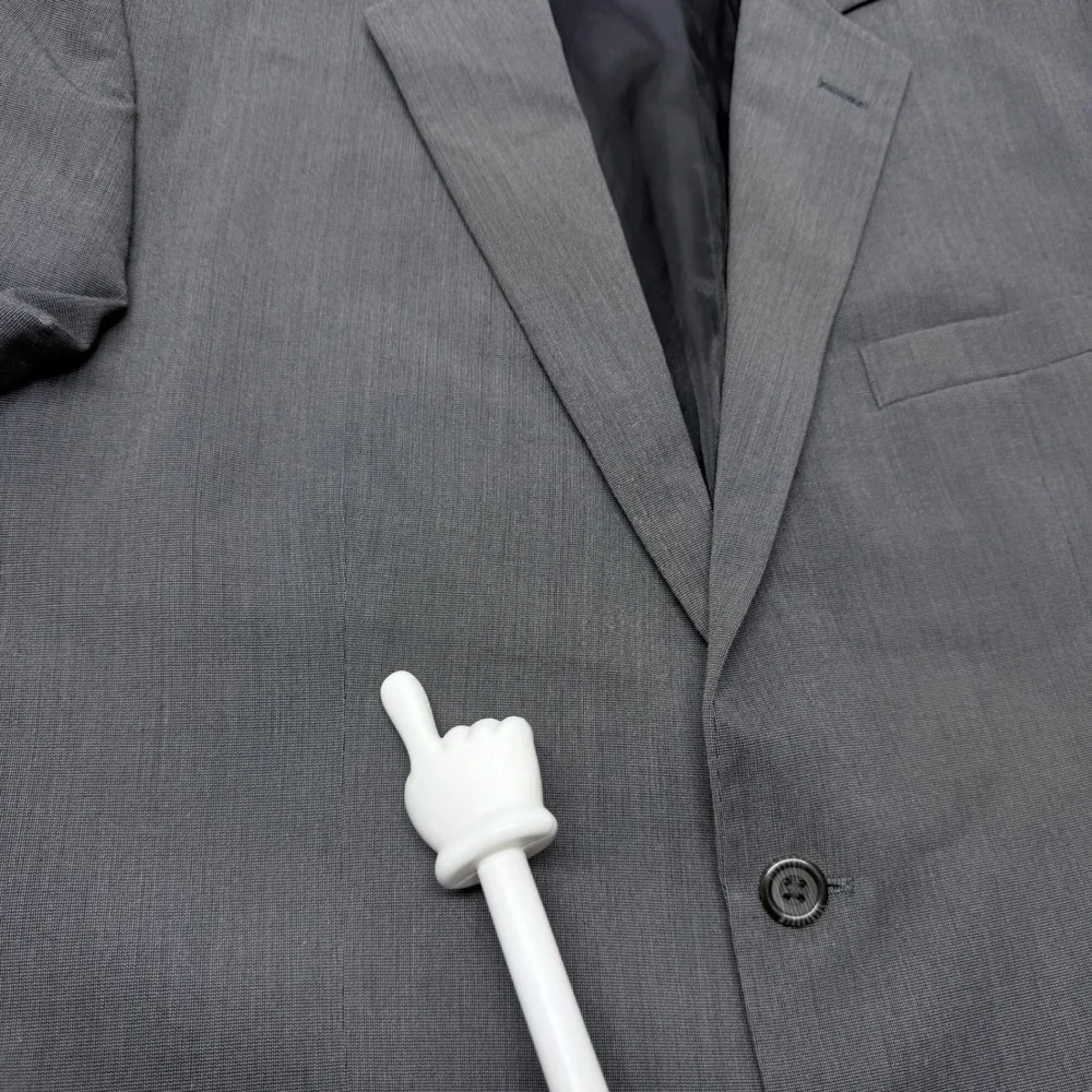 Van Heusen Mens 44R Grey Suit Jacket Blazer Two Button Textured Suit Separates
